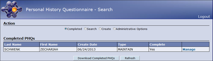 admin completed page