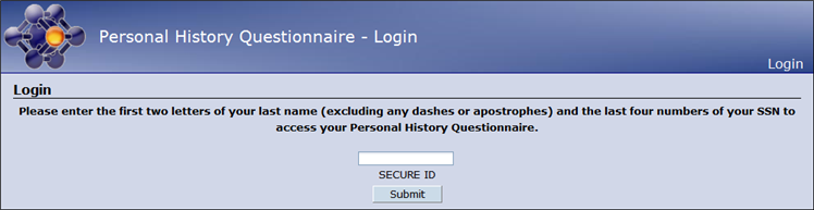 applicant login page